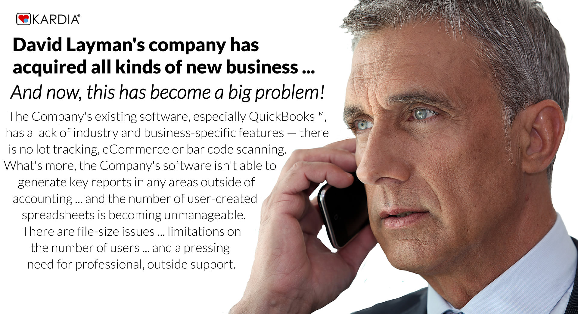 Senior Kardia businessman on cell phone busy solving a stressful problem